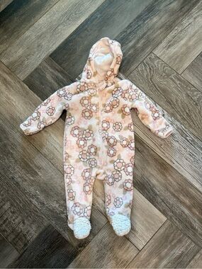 Pink Floral Hooded Footed One-Piece